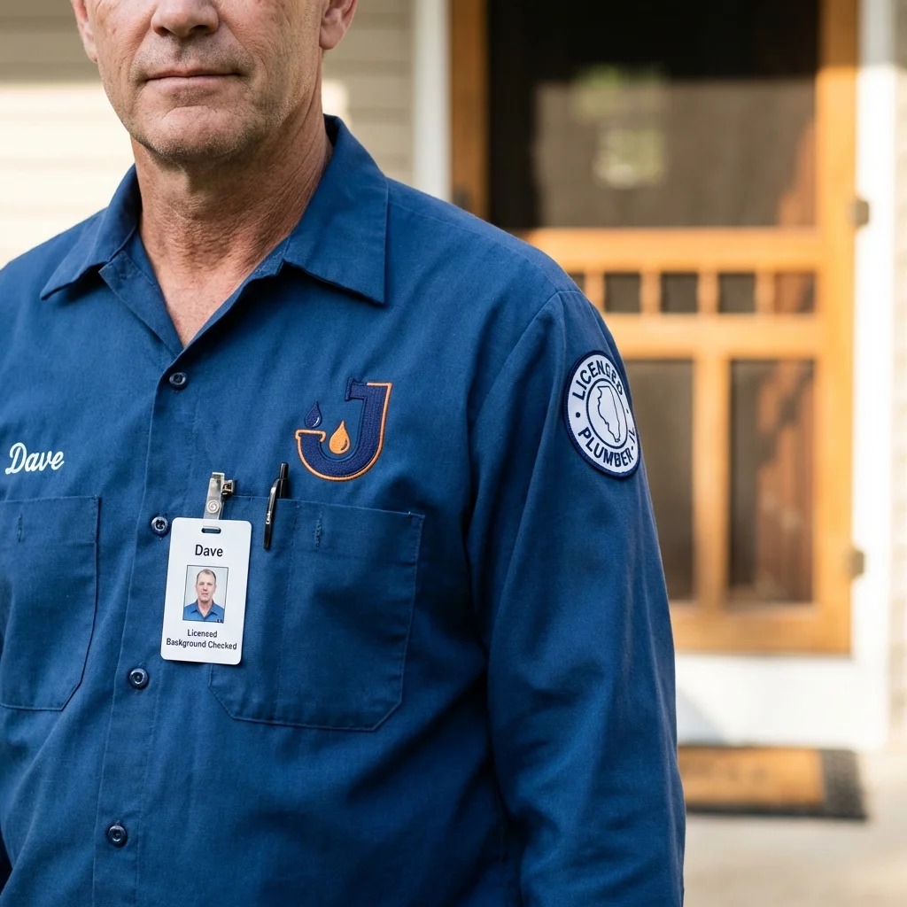 Licensed plumber showing ID badge in Shenandoah, PA