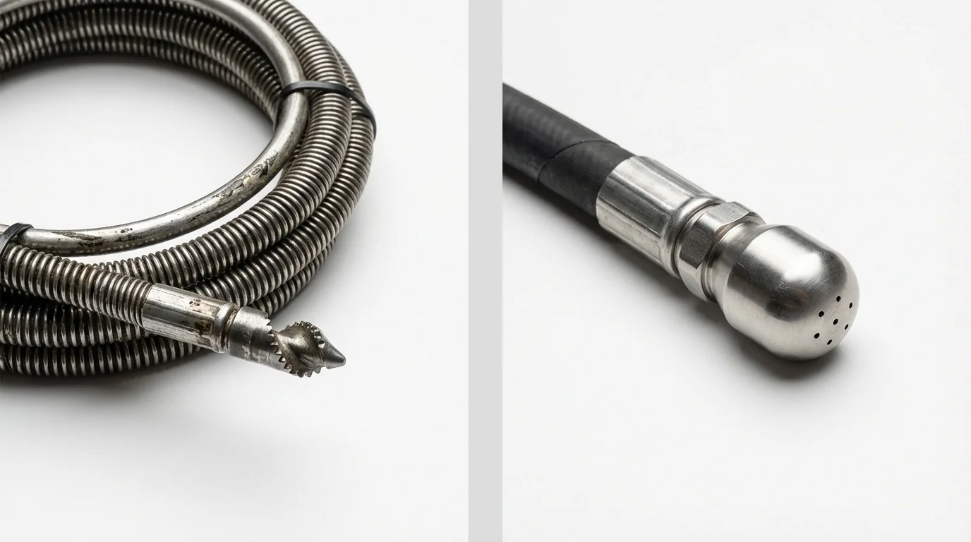 Drain snake cable and hydro jetting nozzle used for drain cleaning in Shenandoah, PA